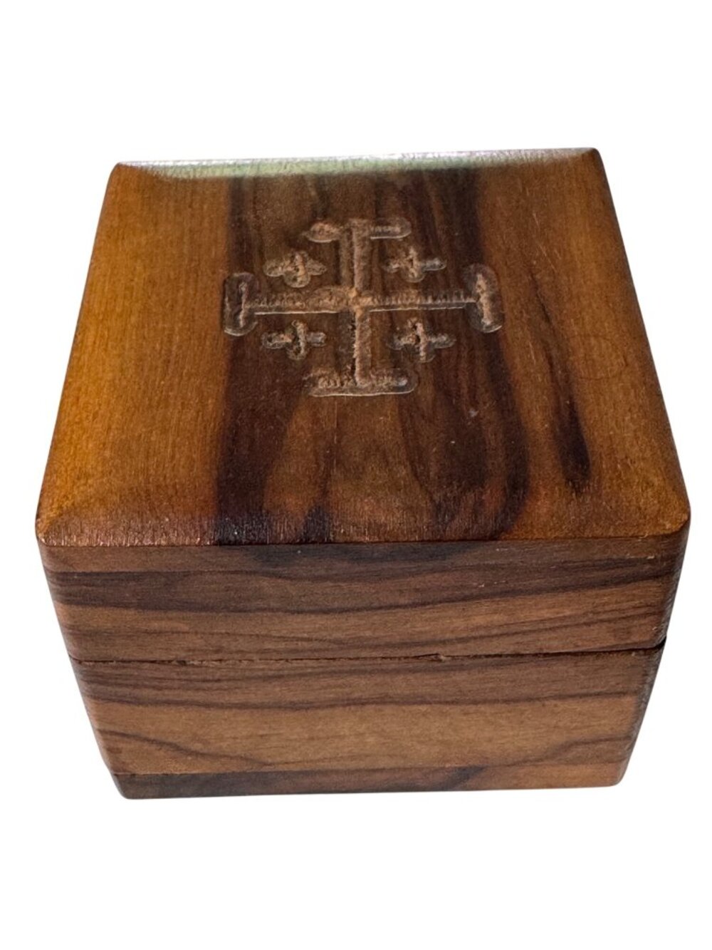 Handcrafted Olive Wood Keepsake Rosary Box Jerusalem Cross Bethlehem Israel 2" - Picture 5 of 12